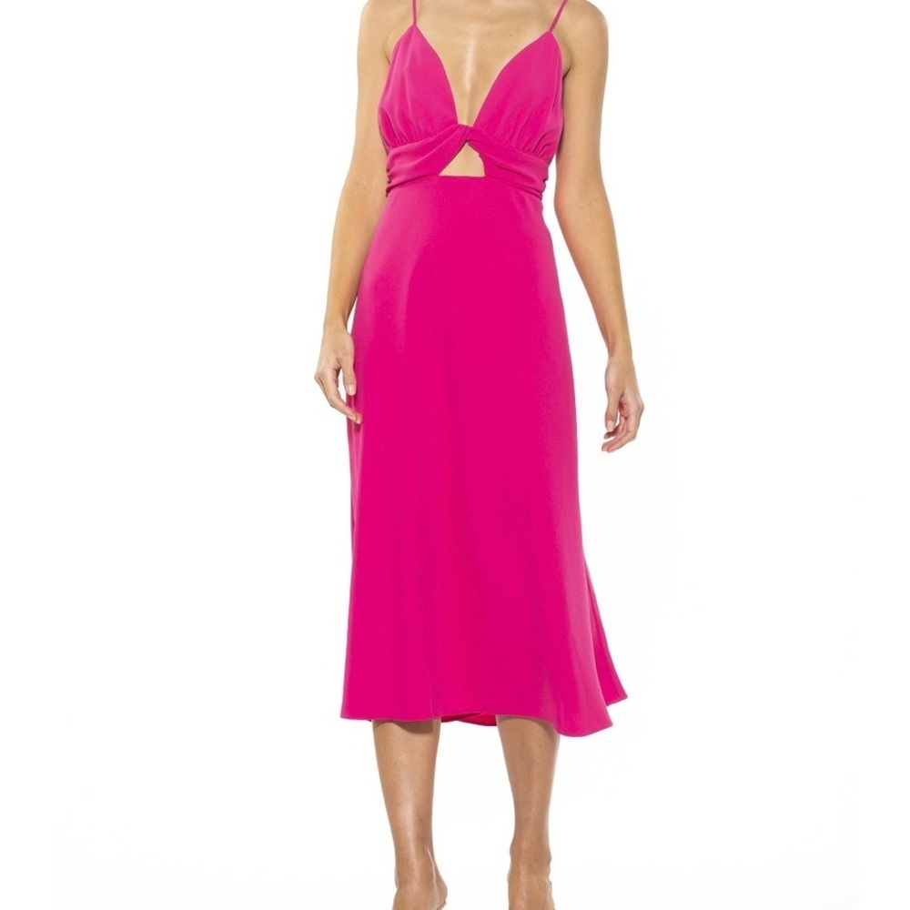 Alexia Admor Camila Midi Dress Hot Pink Cutout Detail Women’s Sz Small